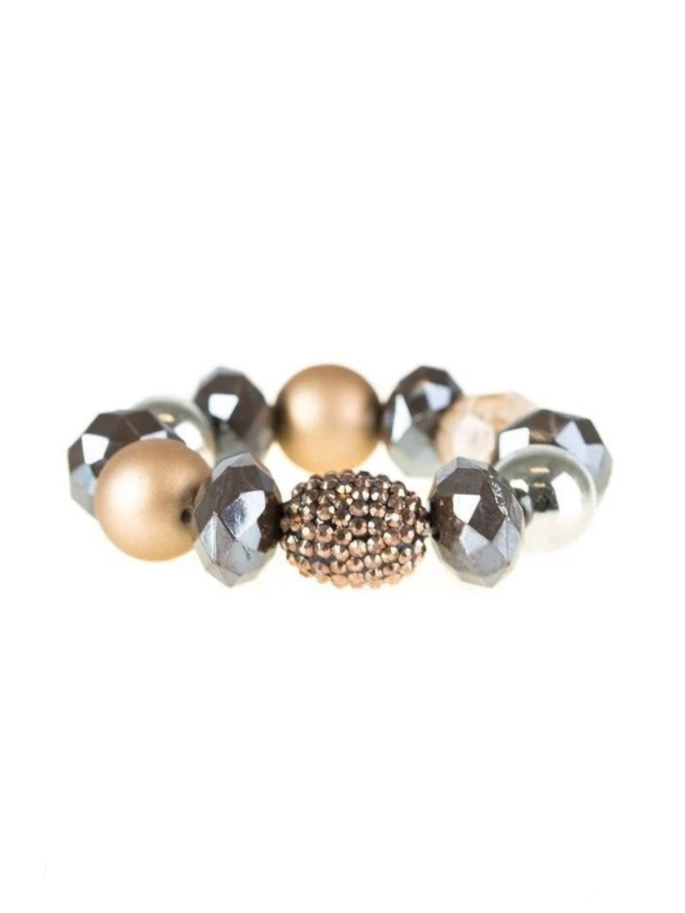 Paparazzi Brown Beaded Bracelet Rhinestone Accent Stretch Stack
